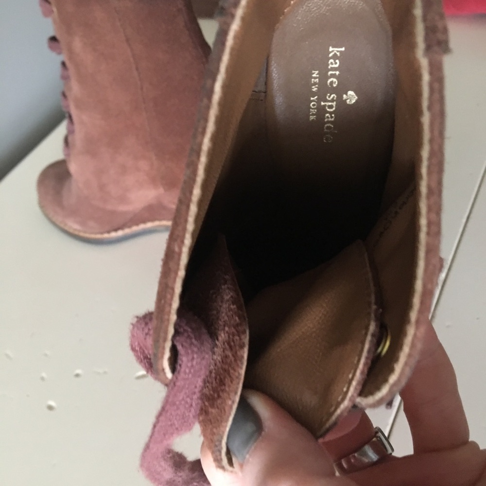 Kate Spade Lace Up Booties Wedge Heel - 6M - Picture 4 of 6